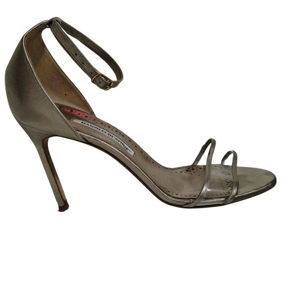 Manolo Blahnik Bronze Leather and Transparent PVC Lavanasa Sandals Size 10.5 - Picture 1 of 12